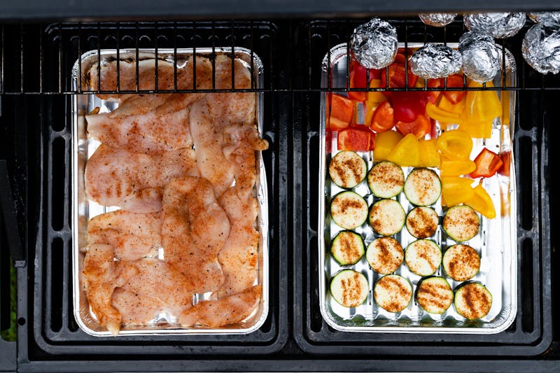 Garden Harvest Veggie pizza with colorful fresh vegetables